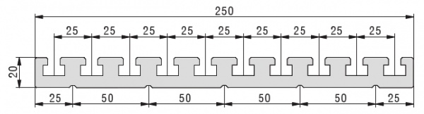 PT25 Aluminum Extrusion Table Plate 20x375 dimensions