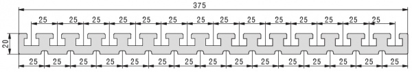 PT25 Aluminum Extrusion Table Plate 20x375 dimensions