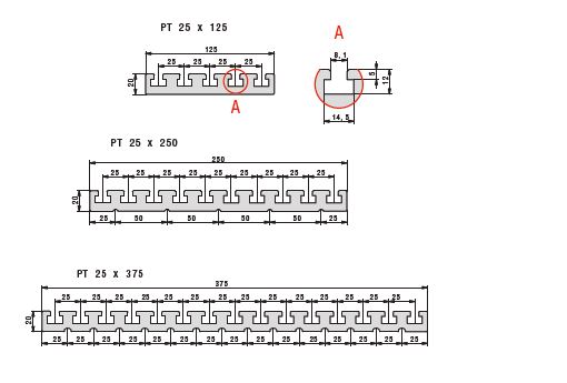 PT 25 Fixture Plate Extrusion Dimensions