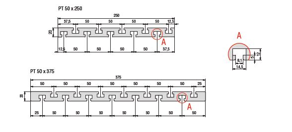 PT 50 Aluminum Extrusion Table Plate Drawing