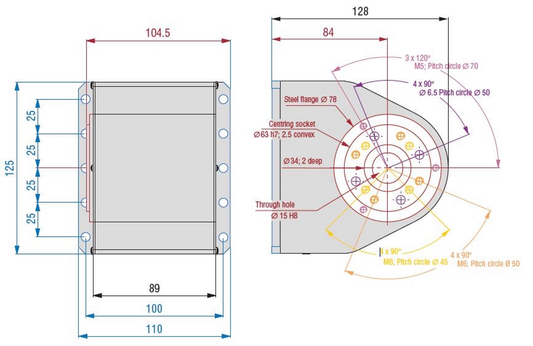 ZD 30 Rotary Stage Dimensions