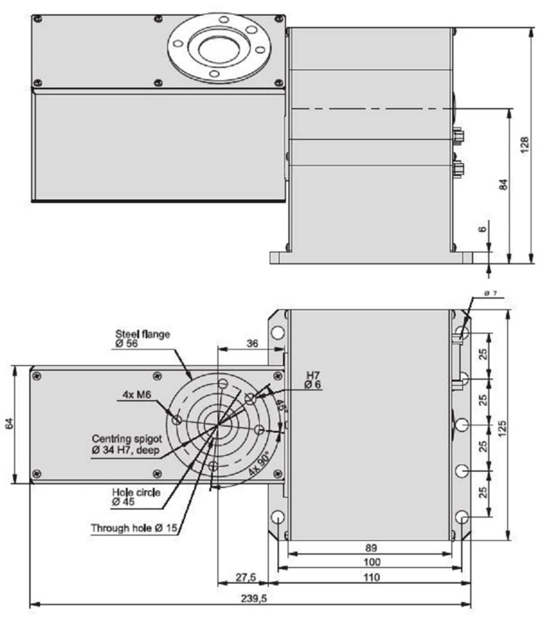 ZDS 2030 Dual Axis Rotary Stage Dimensions