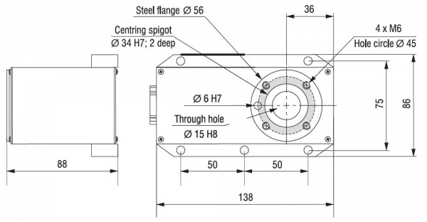 ZR 20 Rotary Stage Dimensions