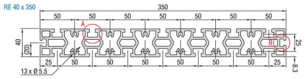 RE 40-350 Profile Dimensions