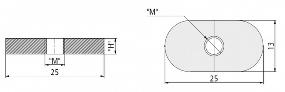 Oval T Nut dimension drawing