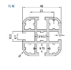 PL40 Aluminum Profile Drawing