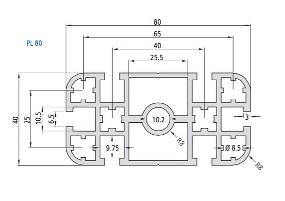 PL80 Aluminum Profile Drawing