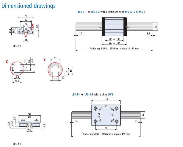 Linear Guide Rail LFS 8-1 Drawing
