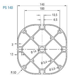PS 140 Aluminum Profile Drawing