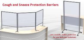 Tabletop and mobile floor cough and sneeze protection barriers