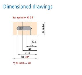 Series KM 25 mm Diameter Ball Nut Dimension Drawing