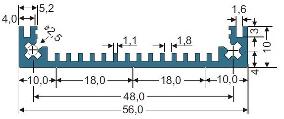 Side Profile Extrusion 10x56mm - 1m