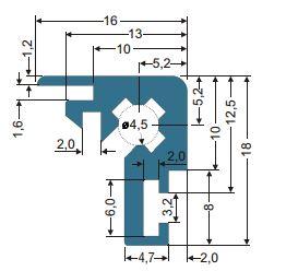 16x18mm Corner Extrusion  Profile