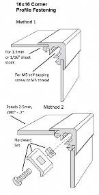 16x16mm Corner Profile Extrusion Fastening Methods