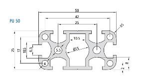 PU 50 Aluminum Profile Drawing