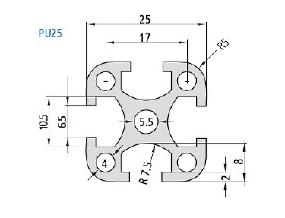 PU 25 Aluminum Profile Drawing