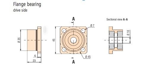 Flange Bearing Drive Side Dimensions